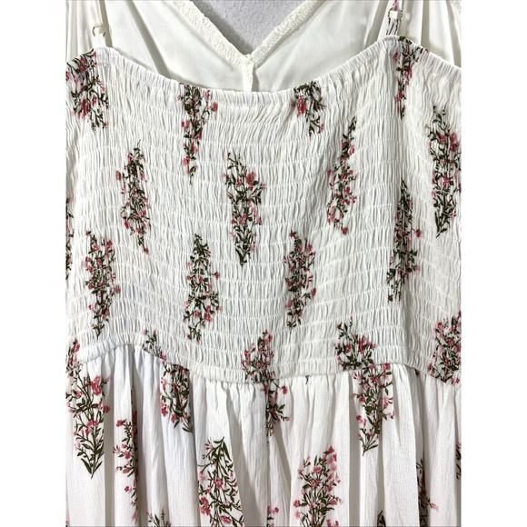 Maurices Sundress Womens XXL White Lace Pink Floral‎ Fairycore Dainty Feminine - Picture 4 of 13